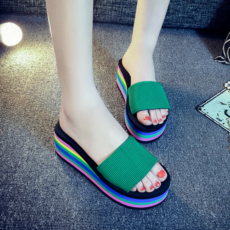 Pantofola da donna moda estate donna piattaforma pantofola tacco a zeppa scarpe donna pantofola diapositive zapatos para mujer