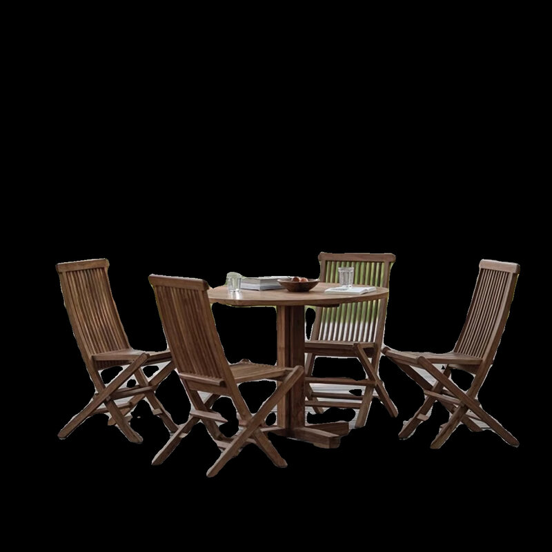 เก้าอี้รับประทานอาหารไม้และเก้าอี้ริมระเบียงทำจากไม้เนื้อแข็งย้อนยุคสำหรับพักผ่อนกลางแจ้ง