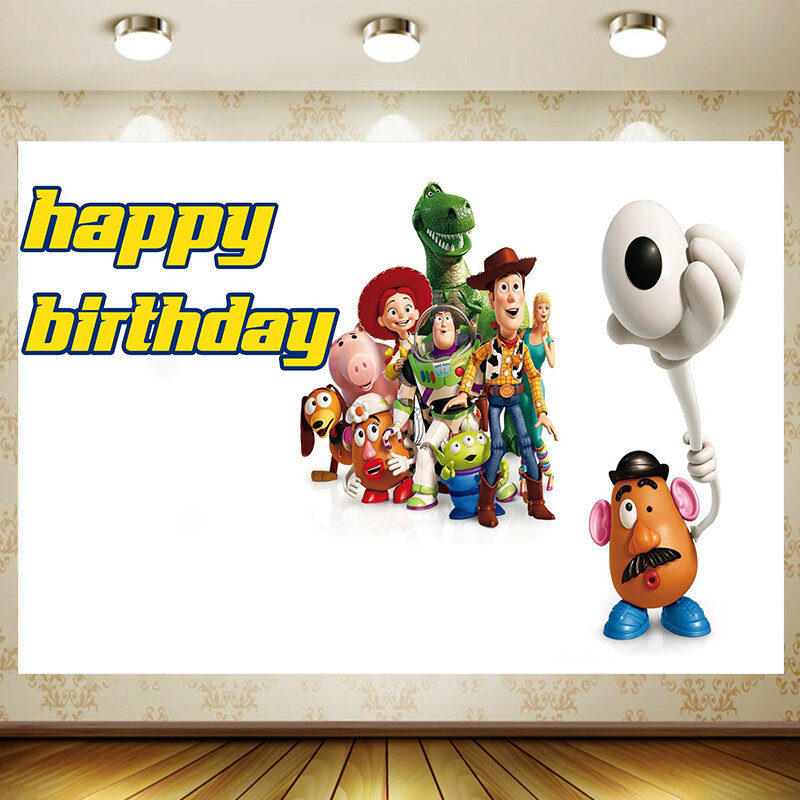 Perlengkapan pesta ulang tahun latar belakang Toy Story dekorasi menyesuaikan permainan latar belakang spanduk mandi bayi dekorasi kamar Faovr anak