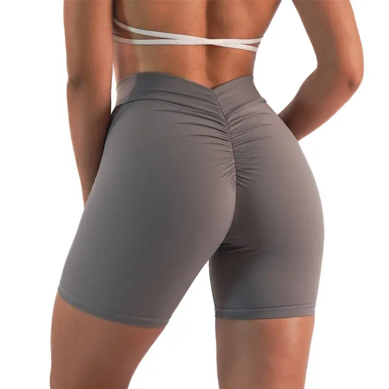 Neue sexy V Back Scrunch Gym Yoga Shorts Frauen Fitness elastisch Push-up Sport Laufen Workout Kleidung hohe Taille Pfirsich Hüfte Shorts