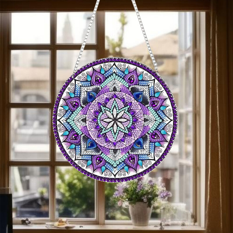 Подвеска для алмазной живописи «сделай сам», цветок мандалы, Алмазная мозаика, подвесной кулон для дома и сада, подарок ручной работы
