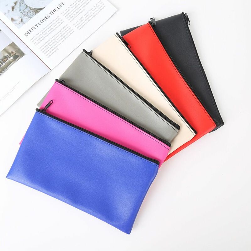 Zippered Security Bank Deposit Bag Office Products PU Leather Cash and Coin Utility Pouch Bank Envelopes with Zipper