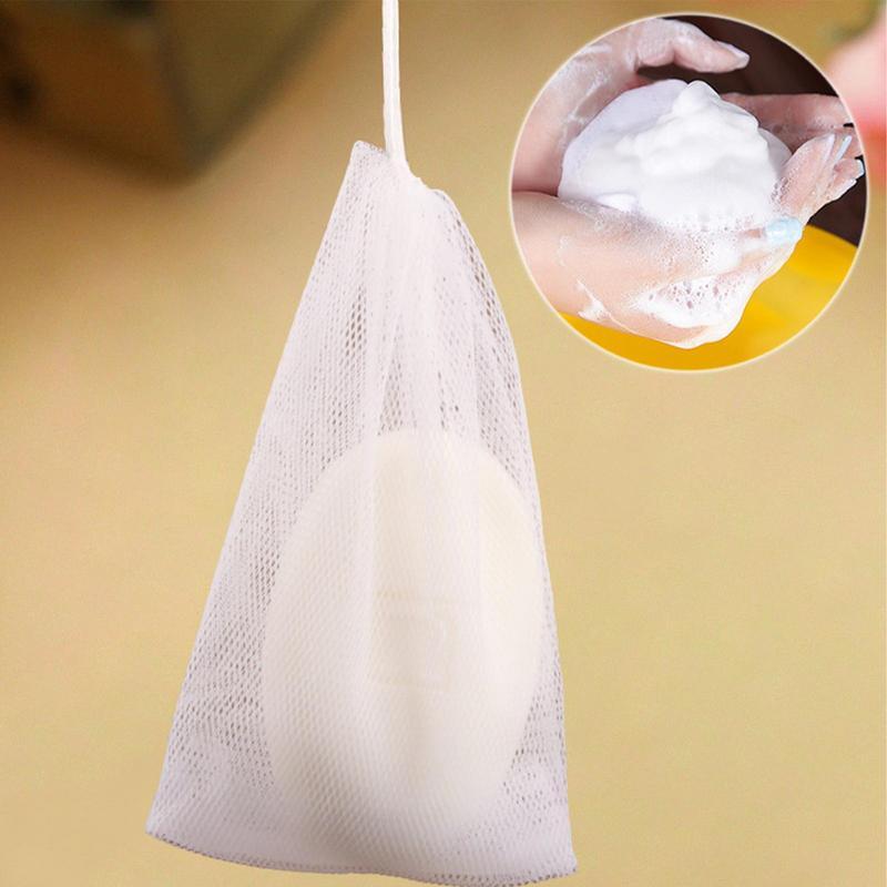 Double-Layer Mesh Soap Drawstring Bag, Esfoliante Net, Face Wash, Leite Saver, Cuidados com a pele