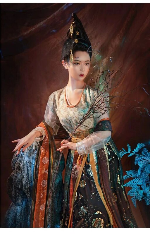 Hanfu هان عنصر النمط الصيني القديم تانغ سلالة تحسين الملابس التقليدية امرأة فستان فتاة نورس معطف تنورة