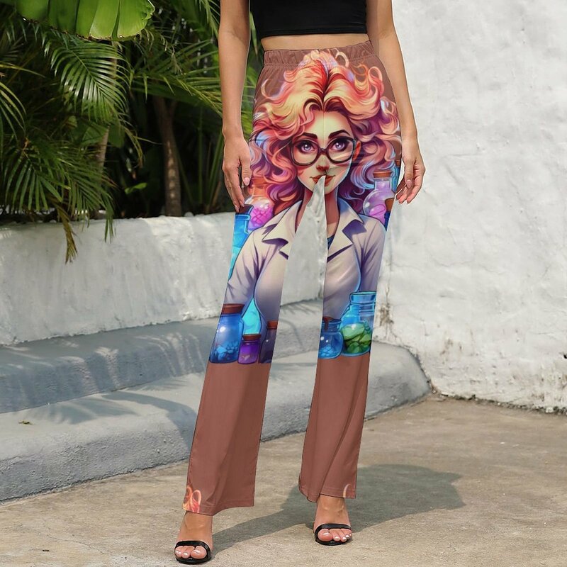 Pantaloni da donna di carattere pantaloni a vita alta in stile cartone animato ritratto Street Fashion Flare pantaloni estivi classici personalizzati di grandi dimensioni