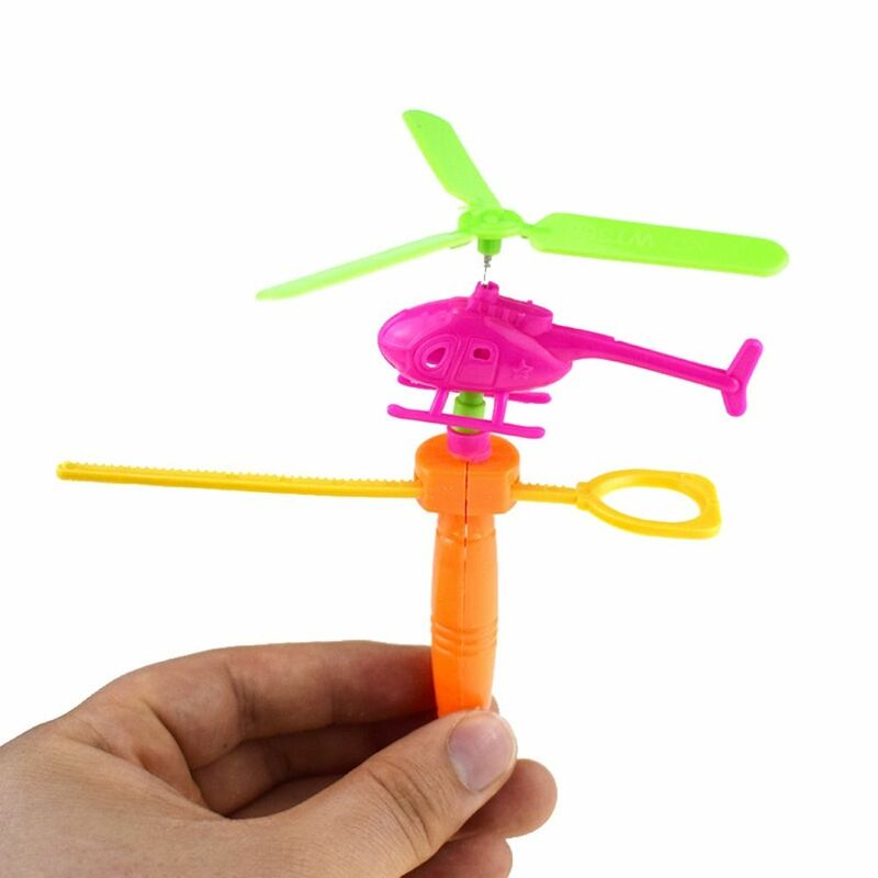 Mainan interaktif pesawat helikopter garis tarik DIY, mainan helikopter hadiah pesta ulang tahun anak