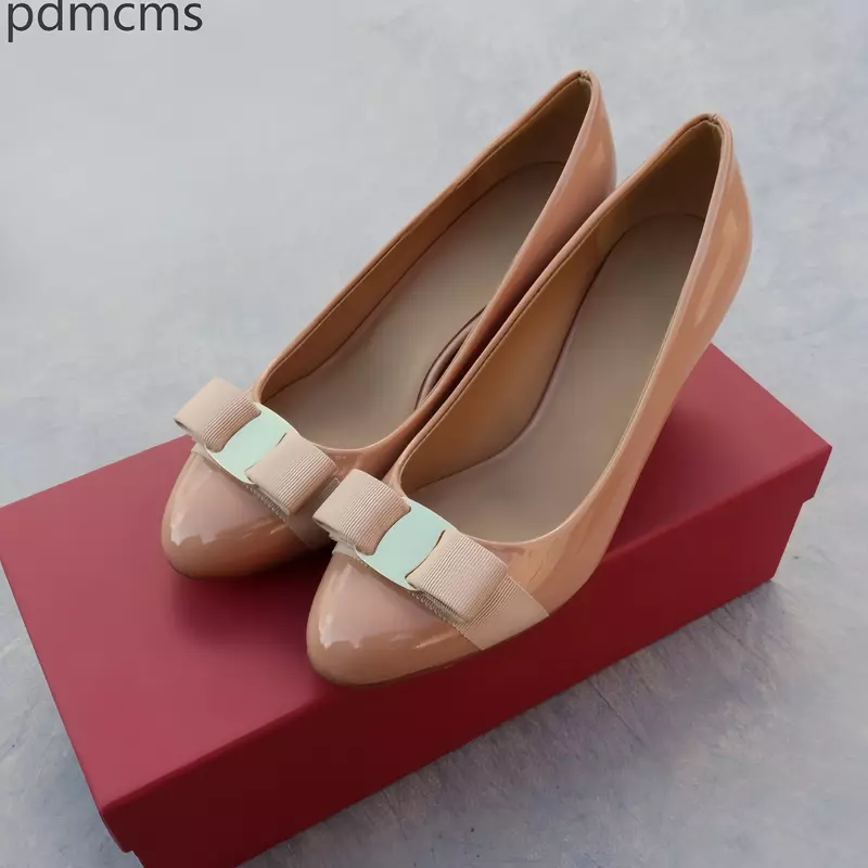 Sepatu kulit paten elegan untuk wanita, sepatu hak tinggi modis Comfortable34-41