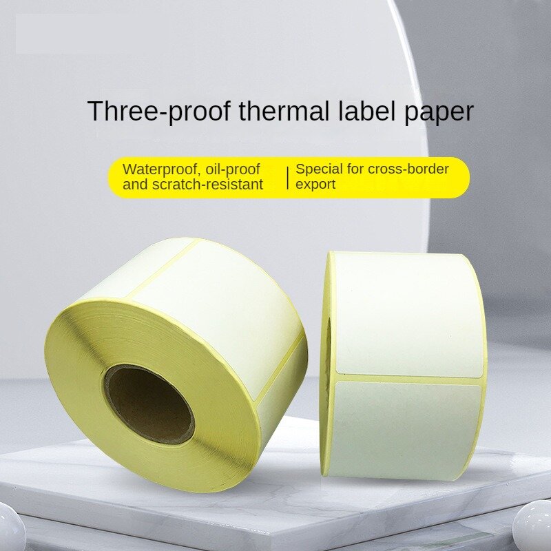 Adhesive Label Paper 58x40mm 75x120mm 30x20mm 58x60mm 100x150mm Yellow Background Grazin Thermal Sticker Roll Papel Adhesivo