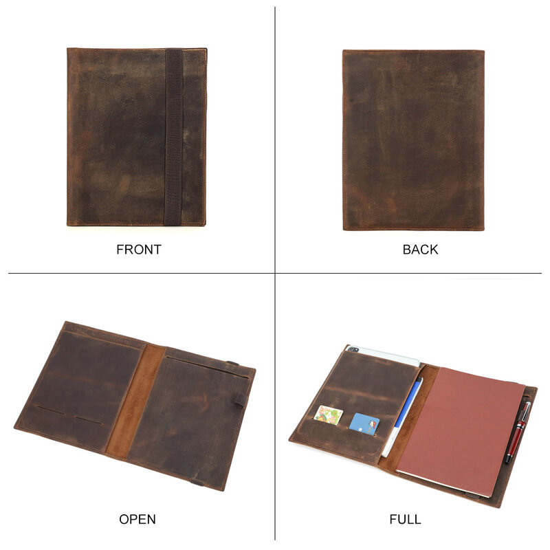 Cartera de cuaderno del Día del Padre para iPad, Mini carpeta de PC B5, cubierta de libro de documentos, papelería de negocios, organizador de cuero de Caballo Loco