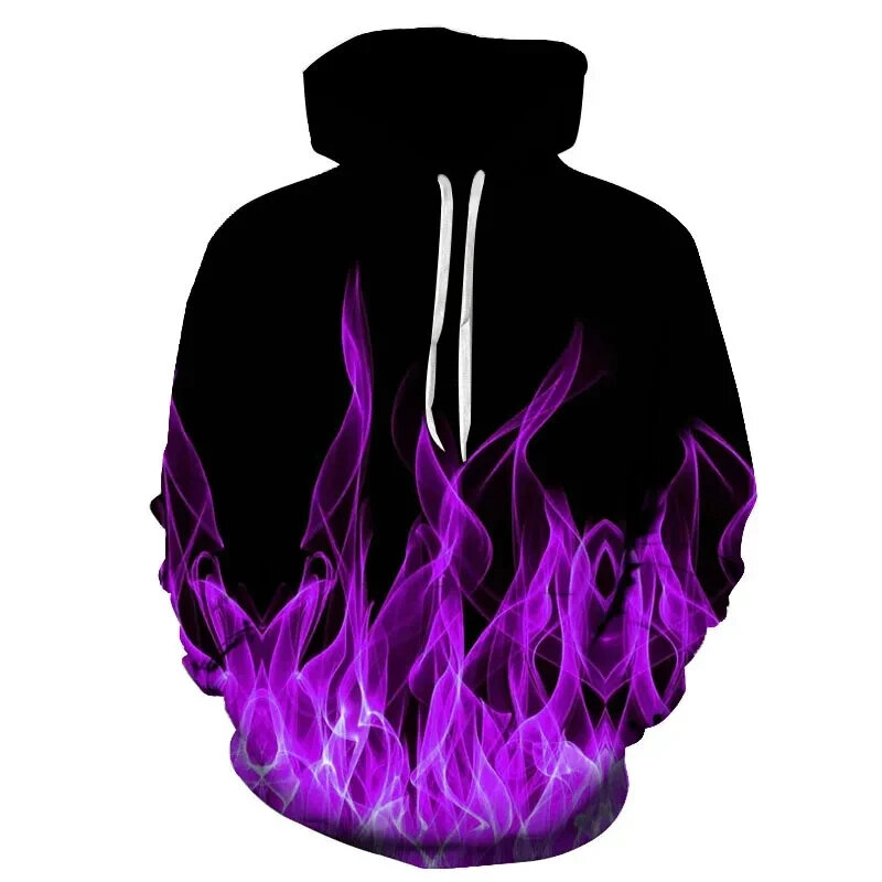 Sweat à capuche flamme colorée 3D pour hommes et femmes, sweat-shirt à capuche, manteau d'automne et d'hiver, vêtements de rue, veste, nouveau, 2024