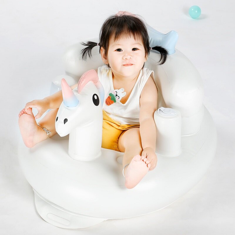 Sofá inflable de unicornio 2 en 1, silla de aprendizaje para bebé, Banco sentado, silla de comedor, asiento inflable, Círculo de natación