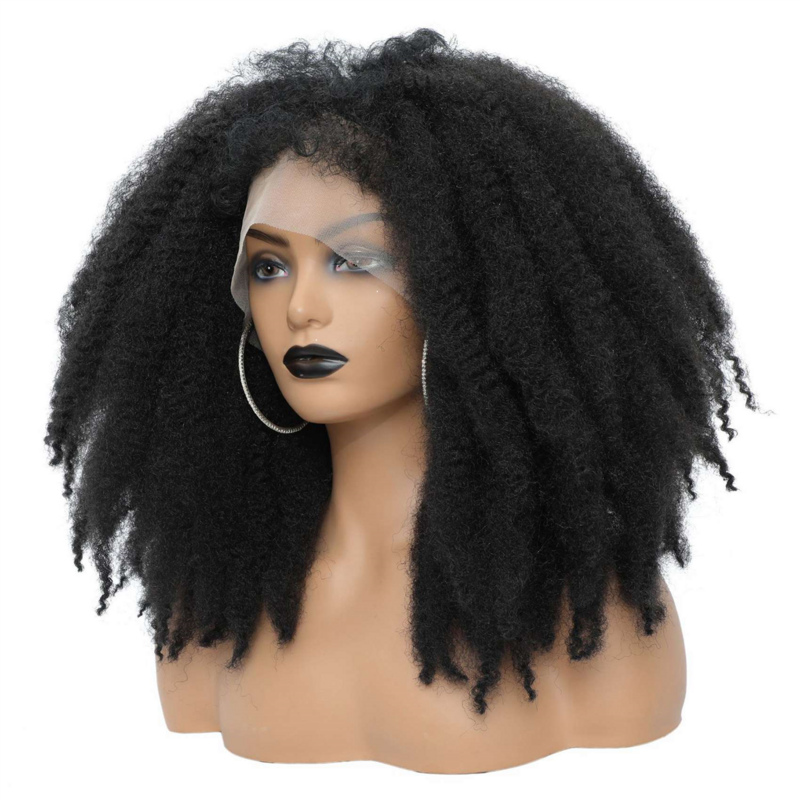 Afro Back Curly Hair Wig Fluffy Curly Hair African Caterpillar Front Lace Hair Female Long Hair Bomb Hair for Daily Use