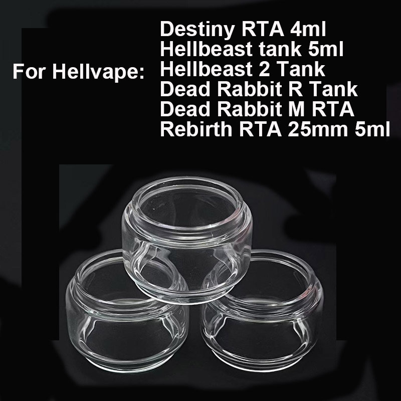 Tanque de vidrio de burbujas para Hellvape Destiny RTA, contenedor de vidrio de 25mm, 4ml, Hellbeast 2, Dead Rabbit R, Dead Rabbit M, RTA, Rebirth, 3 piezas
