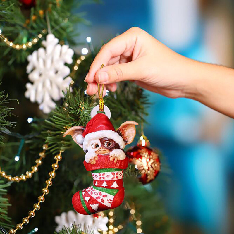 تعليقة لشجرة الكريسماس ، ضوء خرافي من gremlin ، زينة سانتا هات لعيد الميلاد ، زينة عيد ميلاد سعيد للمنزل ، ألعاب نويل ، 2023