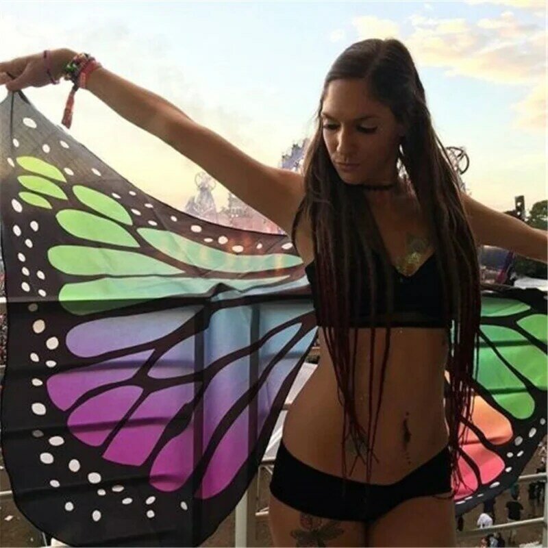 7 farben Frauen Schmetterling Flügel Cape Schal Geschenke Nette Neuheit Drucken Schals Pashminas Kostüm Flügel Karneval Leistung Kleidung