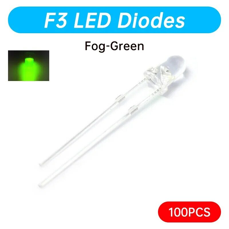 100 pz/lotto F3 LED diodo 3MM Kit assortito bianco verde rosso blu giallo arancione rosa viola bianco caldo Kit fai da te diodo emettitore di luce