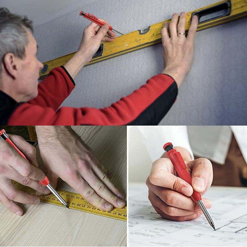 Pensil tukang kayu padat, Set lubang, pensil mekanik, isi ulang alat tanda konstruksi untuk tukang kayu penulis lengkungan kayu