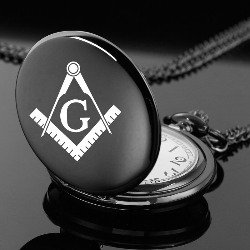 Antique Freemasonry G Design Masonic Quartz Pocket Watch for Men Women Arabic Number Dial with Pendant Necklace Clock Gift