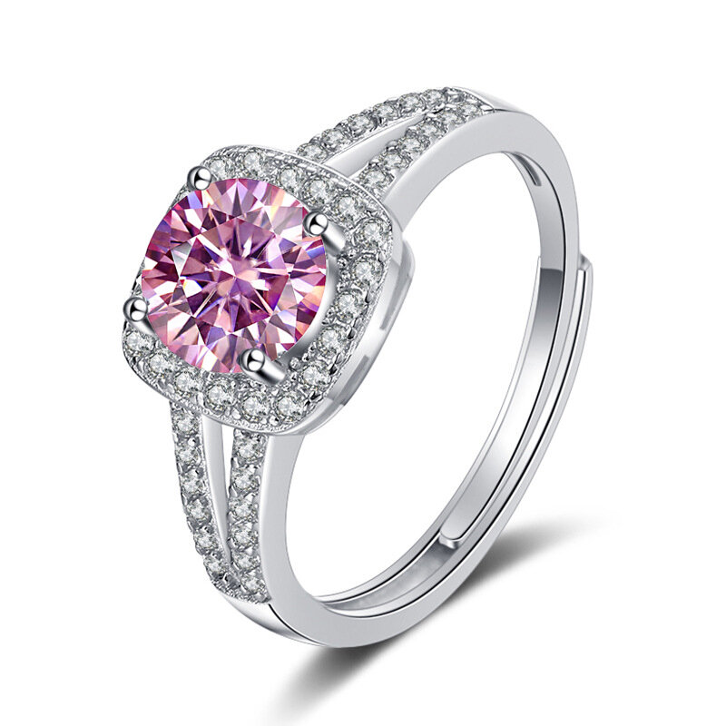 Johnas-925 Silver Moissanite Gemstone Ring para Mulheres, D Color, Moda, Dia Dos Namorados, Aniversário, Presente De Aniversário, 1ct