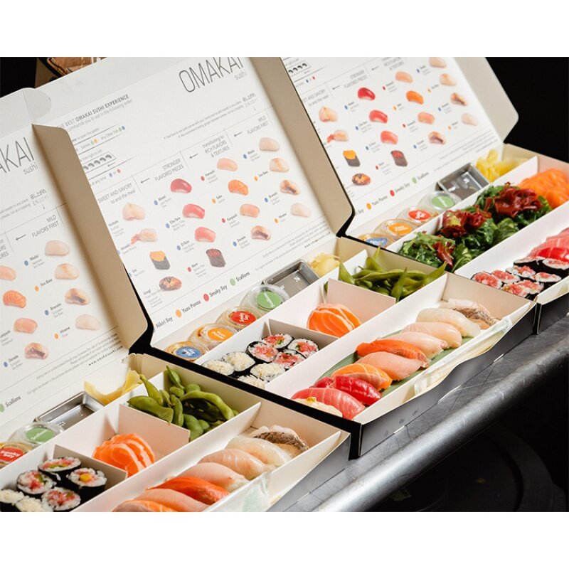 Prodotto personalizzato stampato personalizzato di lusso magnetico ristorante pranzo bento to go take out container premium paper takeaway packagin