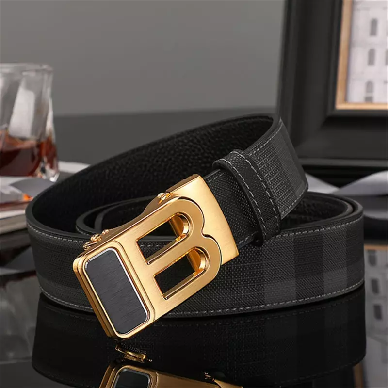 New Luxury Vintage Designer Brand Cowhide B Canvas Belt Men High Quality Women Genuine Leather belt Strap for Jeans Waistband