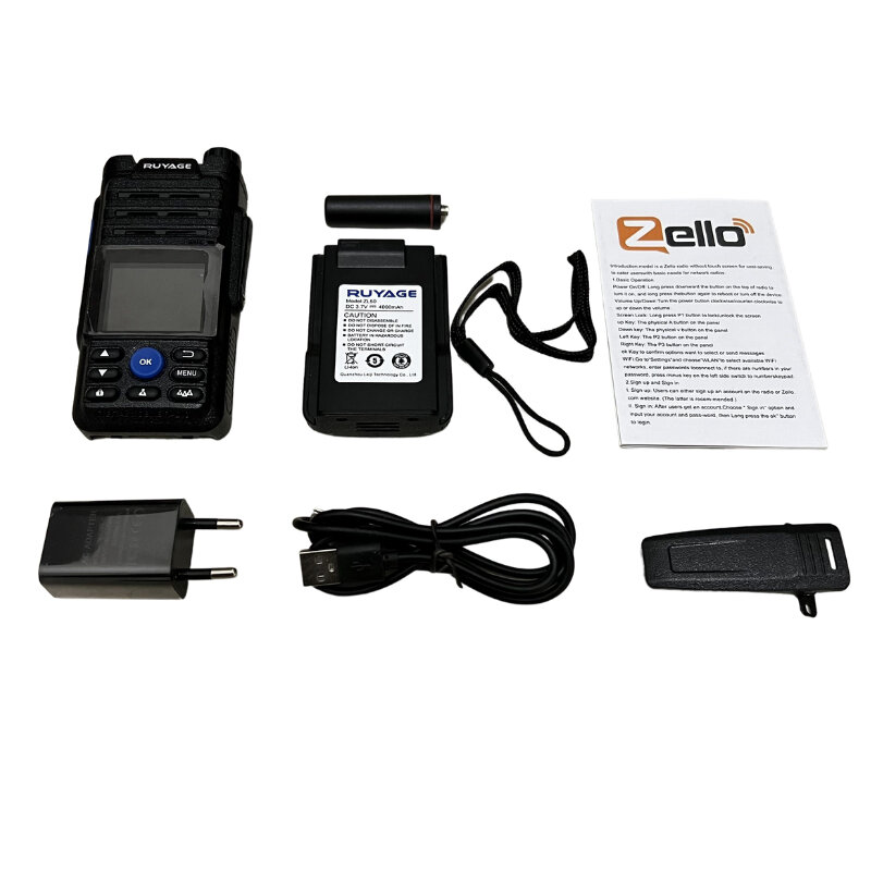 Ruyage ZL50 Zello Walkie Talkie Radio 4G dengan Kartu Sim Wifi Bluetooth Jarak Jauh Profesional Kuat Radio Dua Arah 100Km