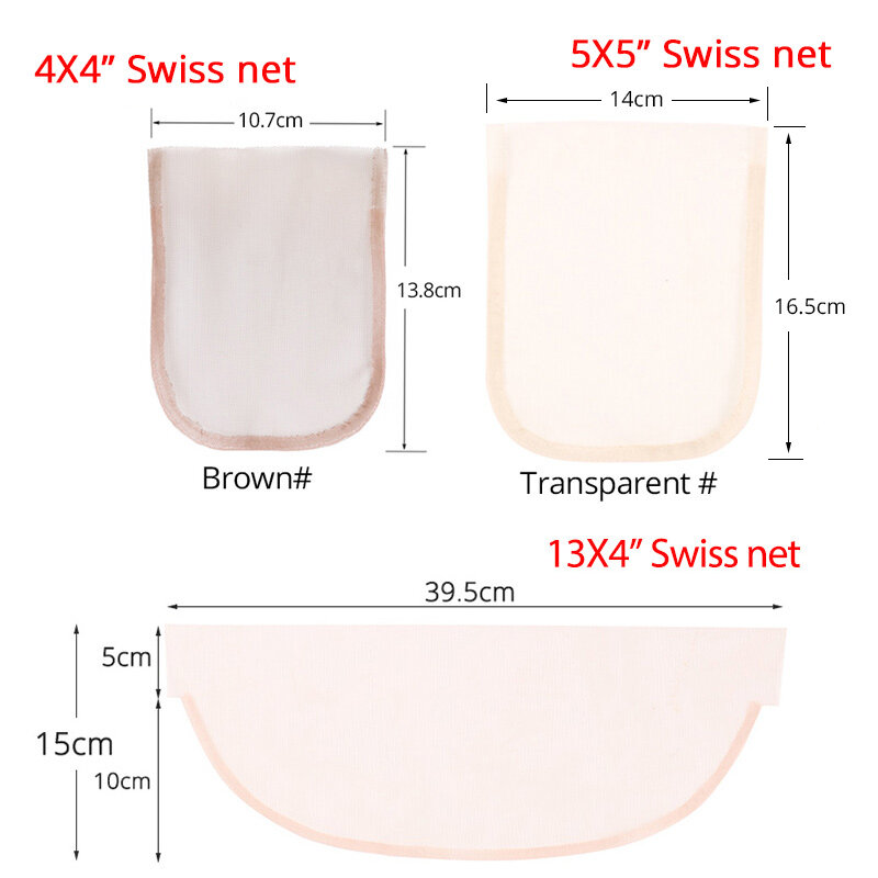 Lace Net para Fazer e Ventilação Peruca, Brown Hairnet, Encerramento Caps, Base Transparente, 2x6 ", 2x4