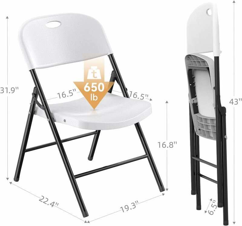 Limit silla plegable de plástico resistente con marco de acero reforzado para interiores y exteriores, boda, fiesta, restaurante