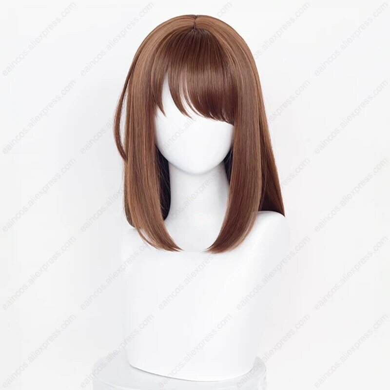 Парик для косплея ES Anzu длиной 43 см, коричневые красные парики, термостойкие синтетические волосы