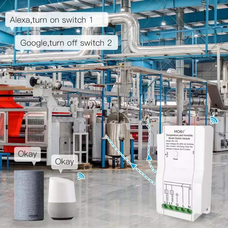 Czujnik WiFi Przełącznik zdalnego sterowania Monitor temperatury i wilgotności dla inteligentnego modułu przekaźnika automatyki domowej z Alexa Google