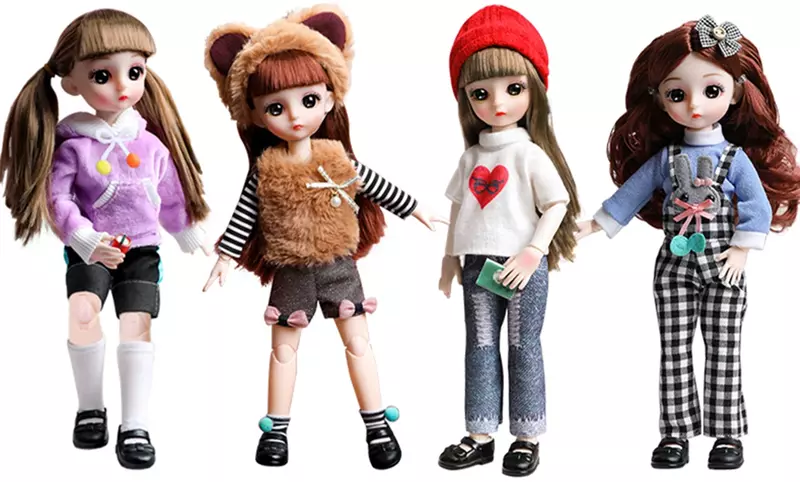 Boneka BJD Lucu 30Cm dengan Mata Besar DIY Mainan Putri Gaun Rias Blyth Hadiah Boneka untuk Anak Perempuan Putri Mainan