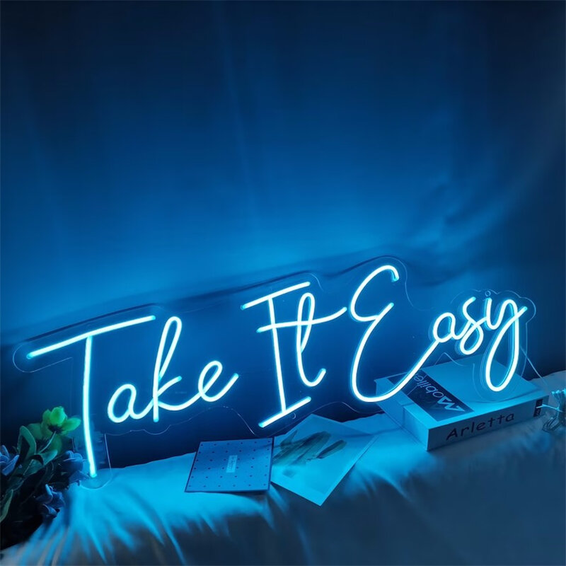Take It Easy Neon Sign Custom Led Billboard Light Bedroom Personalized Home Encourage Dorm Office Childroom Wall Decor