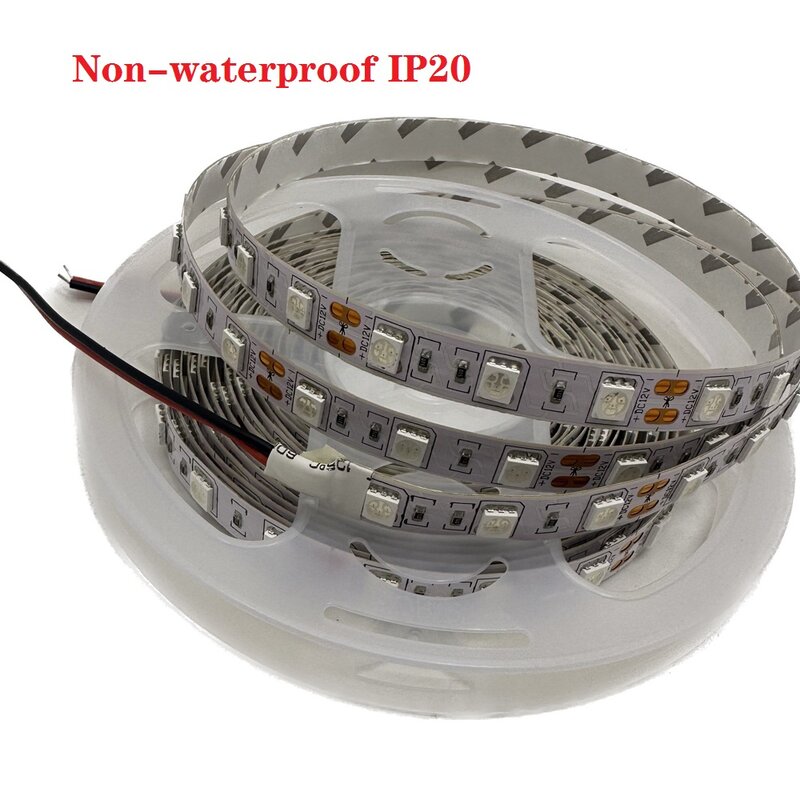 Fita flexível impermeável e não-impermeável, Fita LED Strip, Corda Stripe, SMD Chip, 5050 Vermelho, 1m-5m, 60LEDs/m, 300 LEDs, DC 12V