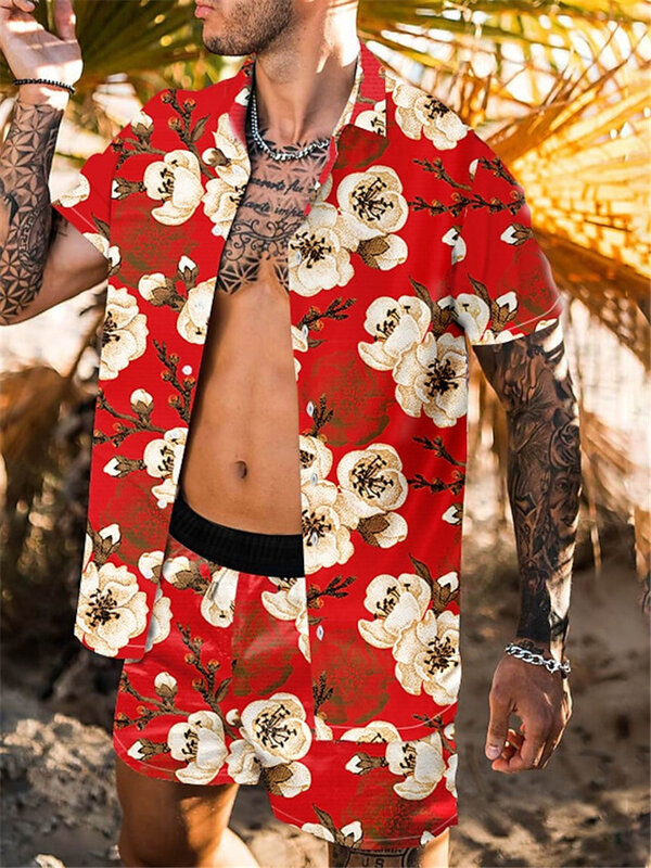 Conjuntos casuais de verão masculinos, moda esportiva jogging masculina, camisa de manga curta oversize com impressão 3D, roupa de streetwear de 2 peças