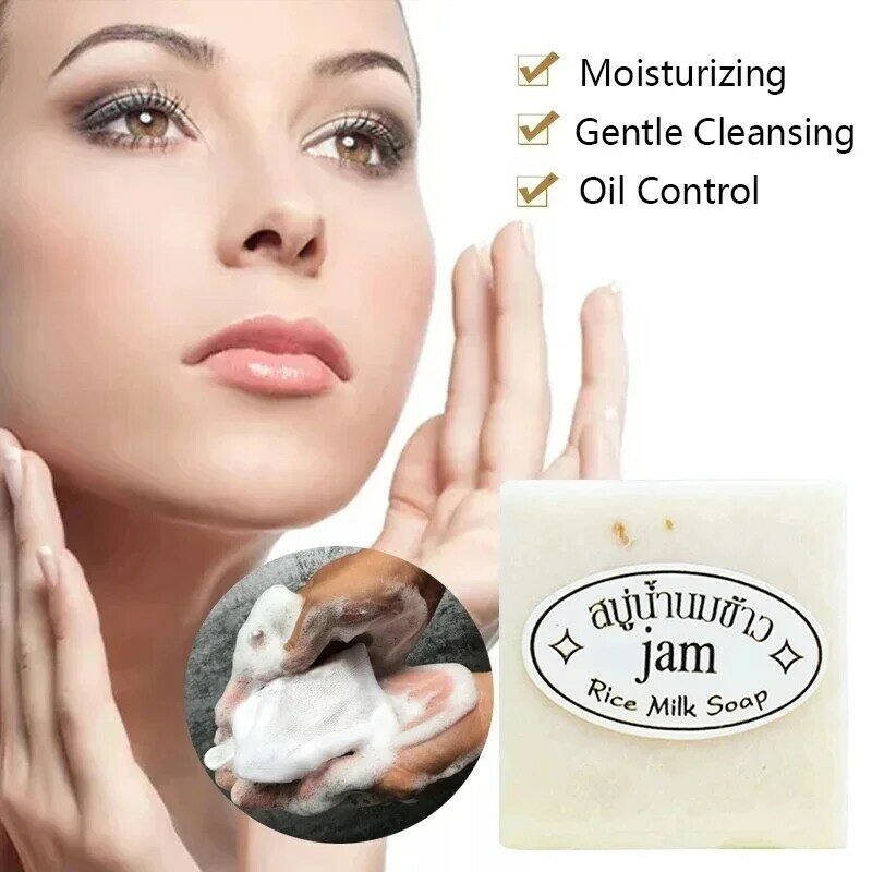 Natural Gluta Collagen Vitamin Handmade Soap Skin Care Whitening Acne Pore Removal Thailand JAM Rice Milk Soap