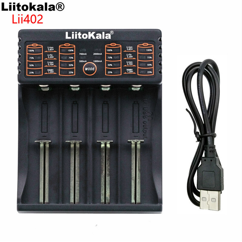 LiitoKala-Carregador de bateria de lítio, Lii-100, Lii-202, Lii-402, 1.2 V, 3 V, 3.7 V, 4.25V, 18650, 26650, 18350, 16340, 18500, AA, AAA, NiMH