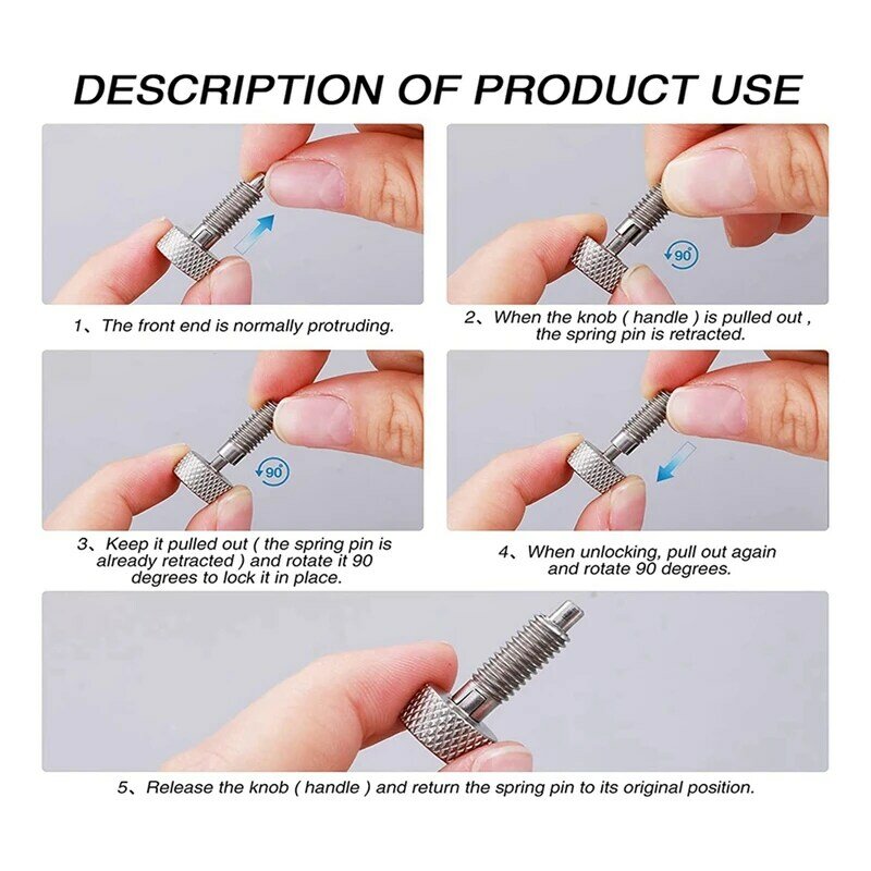 4 Pcs Hand Retractable Spring Plunger Stainless Steel Lock Out M6 Type Quick Release Pins For Rolling Toolbox Packout