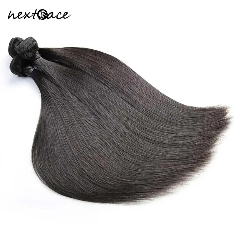 NextFace-mechones de pelo brasileño sedoso, extensiones de cabello humano liso, Color Natural, cabello grueso