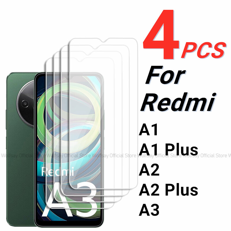 Pelindung layar 2/4 buah, pelindung layar untuk Xiaomi Redmi A3 kaca Tempered Xiaomi Redmi A3 lem penuh