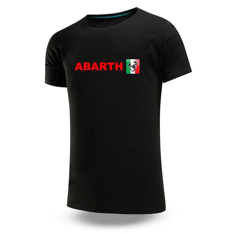 2024 Abarth Mannen Merk Zomer Gewone Korte Mouw T-Shirt Katoen Effen Kleurendruk Mode Veelzijdige Streetwear