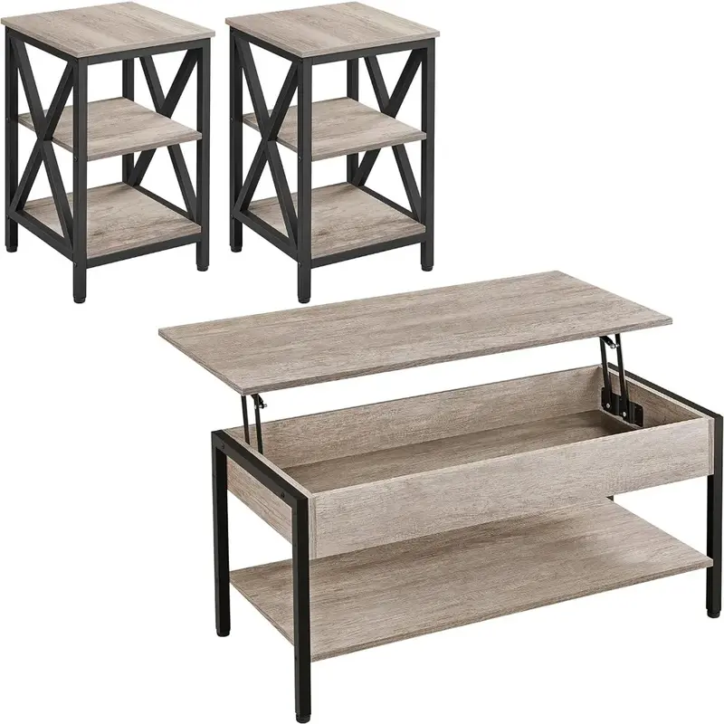 Coffee Table Set for 3, 41 in Coffees Tables for Living Room, Lift Up Center Tables W/Hidden Storage Compartments, Coffee Table