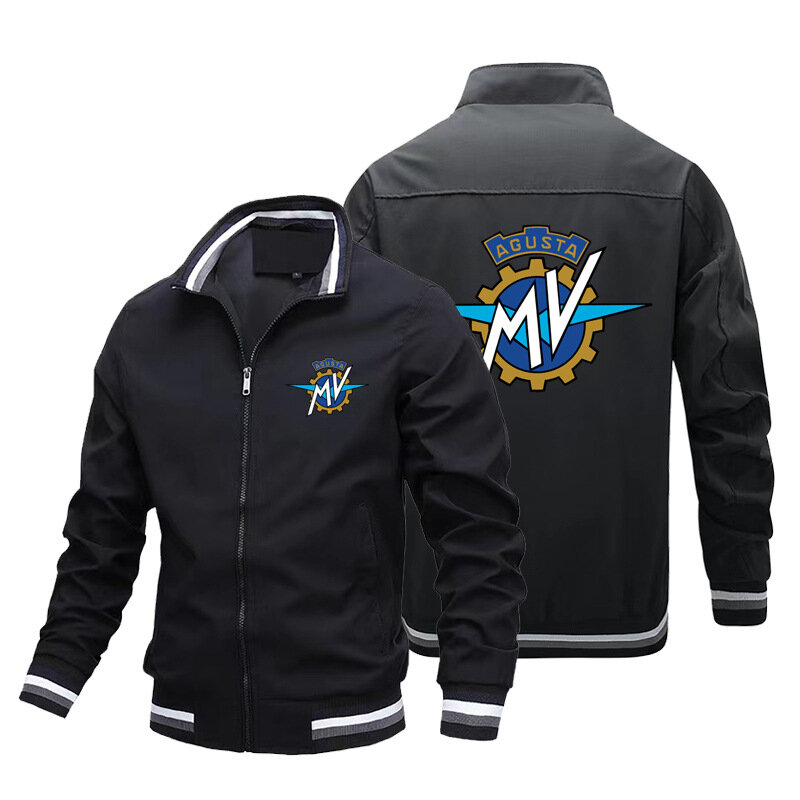 Giacca da moto MV da uomo europea e americana primaverile e autunnale giacca da uomo da strada giacca Cardigan con cerniera giacca con Logo per auto
