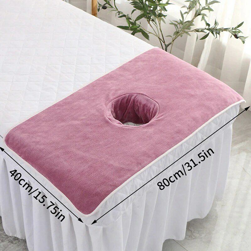 Table de massage spa de beauté épaissie, serviette de visage avec lit perforé, bandana, 40x80cm