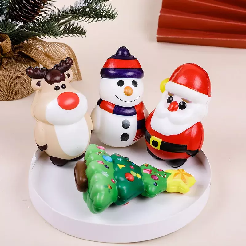 Kawaii Pu Slow Rebound Squishy Doll Foam Ball Santa Claus Snowman Elk Pressure Reduction Christmas Toys  Stress Reliever Toys