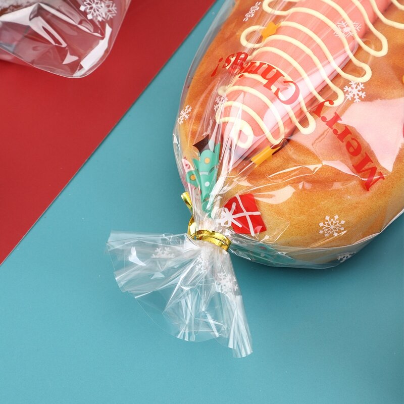50 pz/pacco sacchetto di biscotti da forno di natale sacchetto regalo di biscotti di natale autoadesivo sacchetto di caramelle per forniture per feste favore