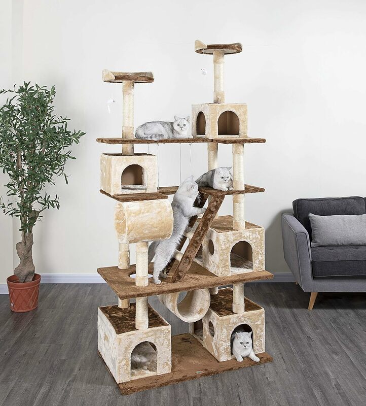 ゴペットクラブ巨大な猫の木、スイング付きの猫の暖かい家具、高さ87インチ