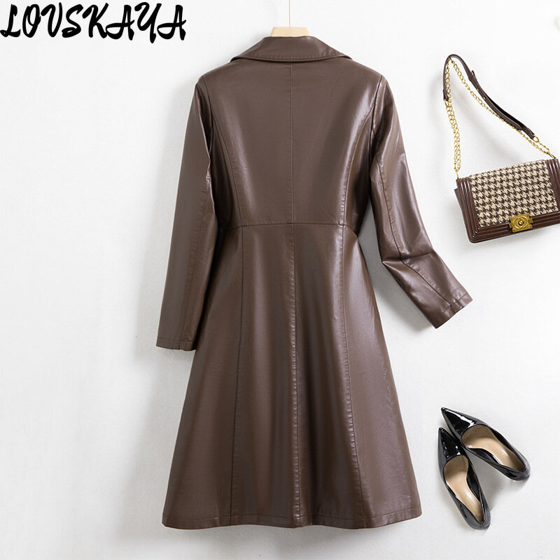 Veste en cuir de couleur café en coton pour femmes, veste coupe-vent, petit costume populaire, nouveaux styles d'automne et d'hiver