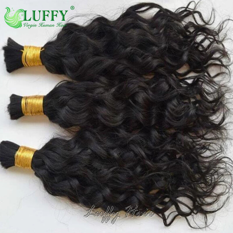 Bulk Human Hair for Braiding Water Wave No Weft Double Drawn Full End Burmese Wet and Wavy Human Hair Extensions for Braids