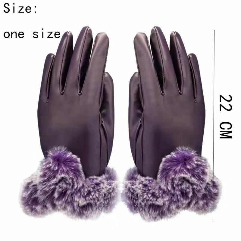 Бархатные утолщенные теплые женские перчатки унисекс для сенсорного экрана, искусственные меховые перчатки
