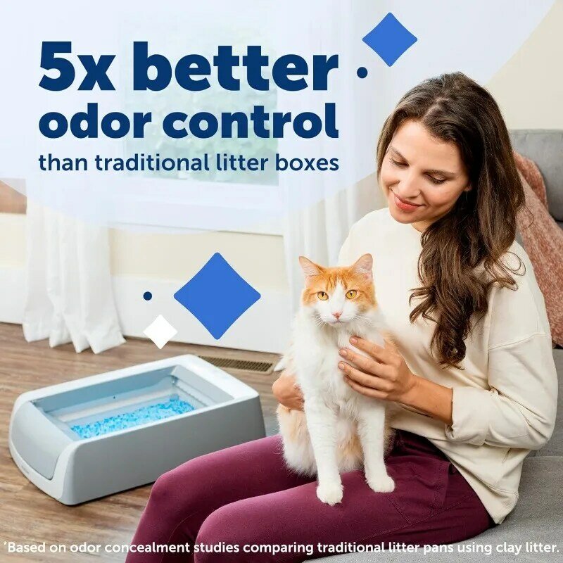 Caixa de cristal Self-Cleaning Cat Litter, limpeza com as mãos livres, cristal descartável, entrada frontal, nunca mais colher lixo